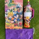 Custom Dragon Ball Z Goku Stanley Cup 40 oz Quencher with matching DBZ anime gift box and 3D Super Saiyan straw topper