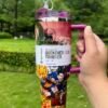 Custom Dragon Ball Z Goku Stanley Cup 40 oz Quencher with matching DBZ anime gift box and 3D Super Saiyan straw topper Anime character tumbler with handle and reusable straw