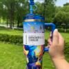 Stitch Stanley Cup 40 oz Quencher Tumbler with Handle& 3D Straw Topper Gift Box Blue tropical character tumbler with handle and straw