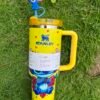 Yellow Floral Stitch Stanley Cup 40 oz Quencher Tumbler Floral 40oz character tumbler with 3D straw topper