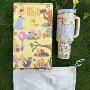 Vintage classic Winnie the Pooh Happy Birthday Stanley Cup 40 oz with 3D bee straw topper and matching gift box