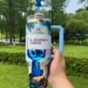 Custom dreamy Stitch Stanley Cup 40 oz Quencher with 3D straw topper and matching illustrated gift box Dreamy character 40oz tumbler with 3D straw topper