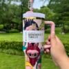 Custom Labubu pink Stanley Cup 40 oz Quencher with matching monster gift box and pink bow straw topper Colorful monster artwork on pink 40oz insulated tumbler