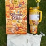 Disney Winnie the Pooh Stanley Cup 40 oz Quencher Tumbler with Handle & Bee Straw Topper Gift Set