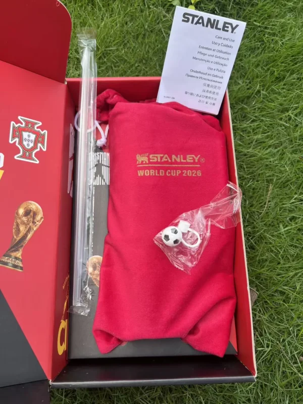 Portugal soccer tumbler set with red pouch and topper