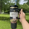 Black 40oz insulated character tumbler with handle