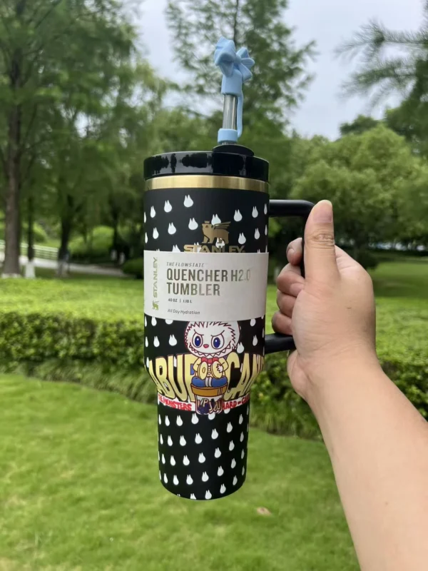 Black 40oz insulated character tumbler with handle