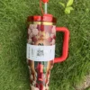 Our Lady of Guadalupe tumbler with red rose straw topper