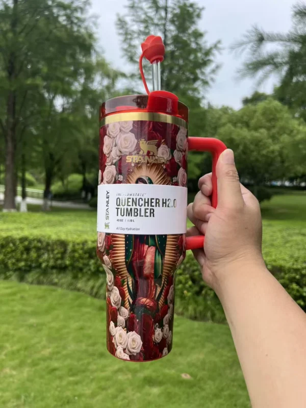 Devotional rose 40oz insulated tumbler with handle