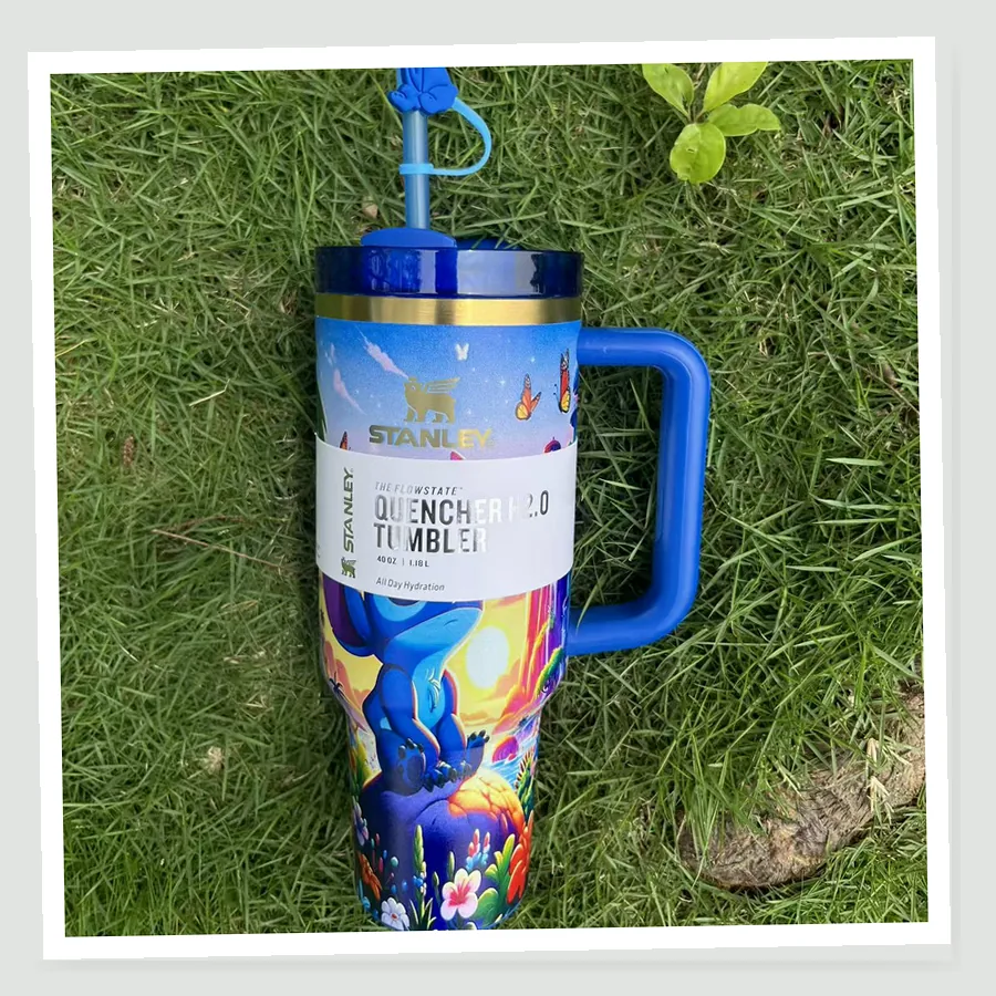 Stitch-Inspired Tropical Blue 40oz Tumbler Gift Set buyer daily use photo