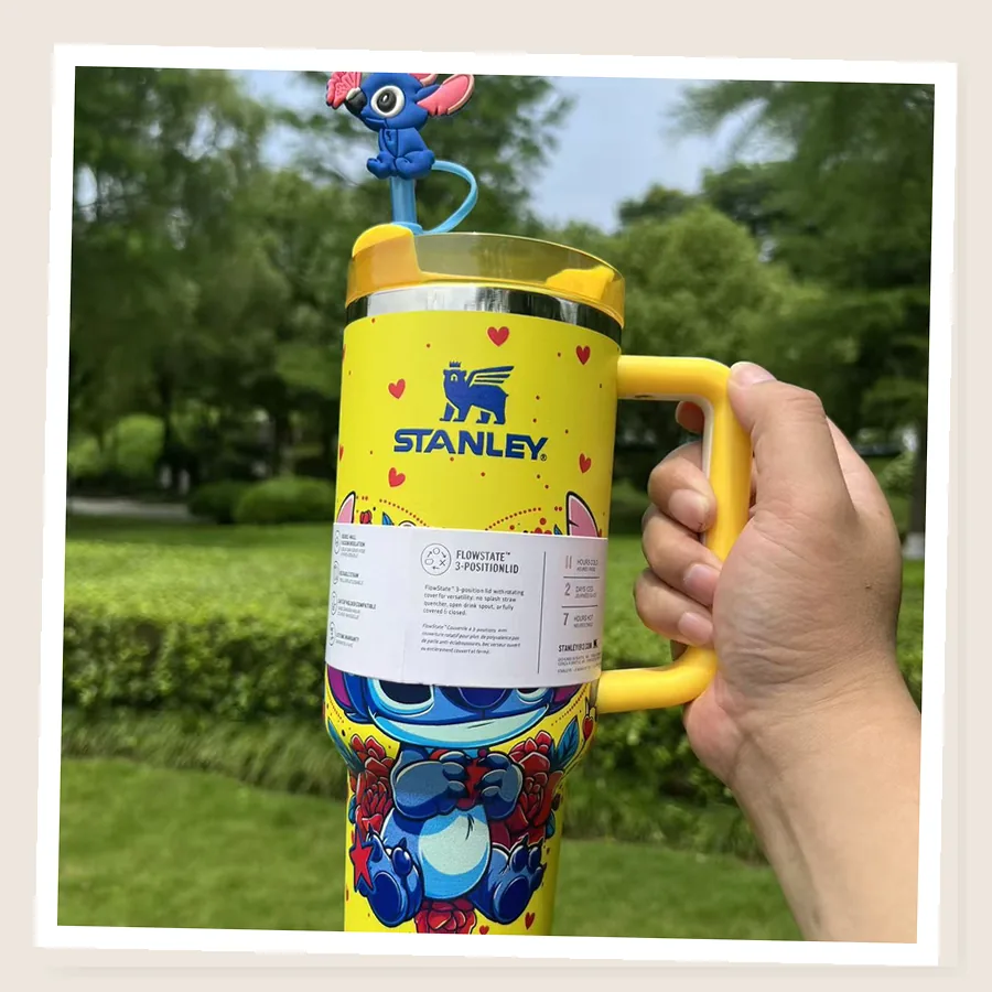 Yellow Floral Stitch-Inspired 40oz Tumbler Gift Set buyer unboxing photo