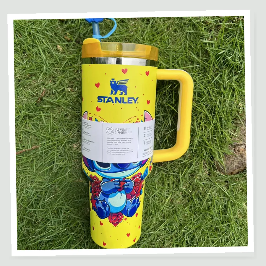 Yellow Floral Stitch-Inspired 40oz Tumbler Gift Set buyer daily use photo