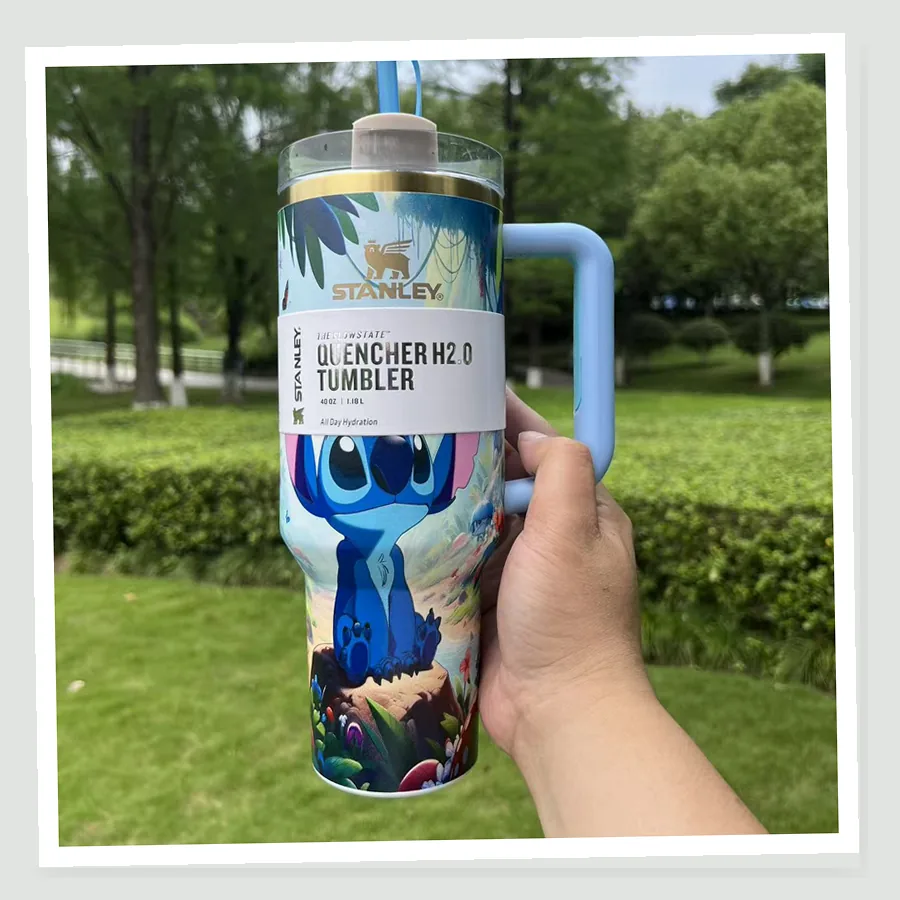Dreamy Stitch-Inspired Tropical 40oz Tumbler Gift Set buyer daily use photo