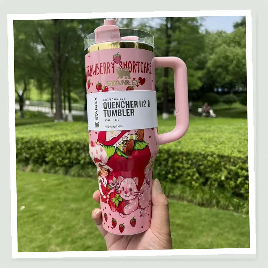 Strawberry-Inspired Pink 40oz Tumbler Gift Set with Bow Topper buyer daily use photo