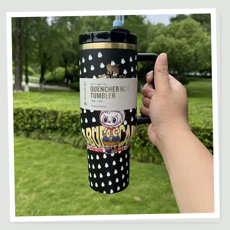Labubu-Inspired Candy Black 40oz Tumbler Gift Set buyer daily use photo
