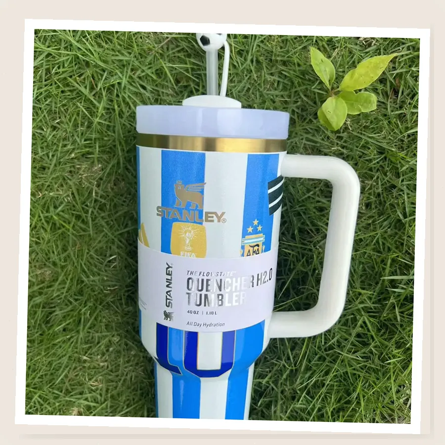 Messi Argentina Fan-Inspired 40oz Soccer Tumbler Gift Set buyer unboxing photo