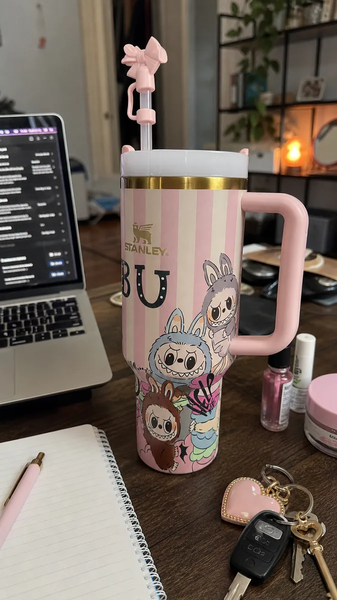 Pink Striped Character 40oz Tumbler Gift Set with Bow Topper customer photo
