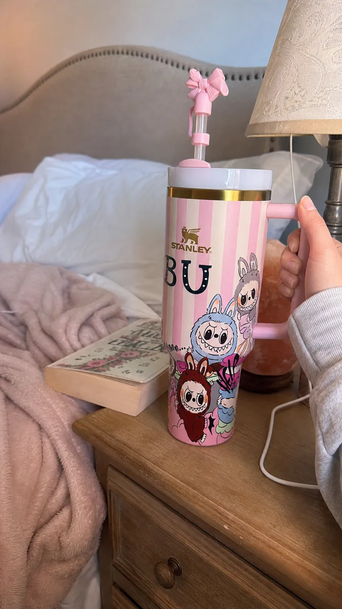 Pink Striped Character 40oz Tumbler Gift Set with Bow Topper customer photo