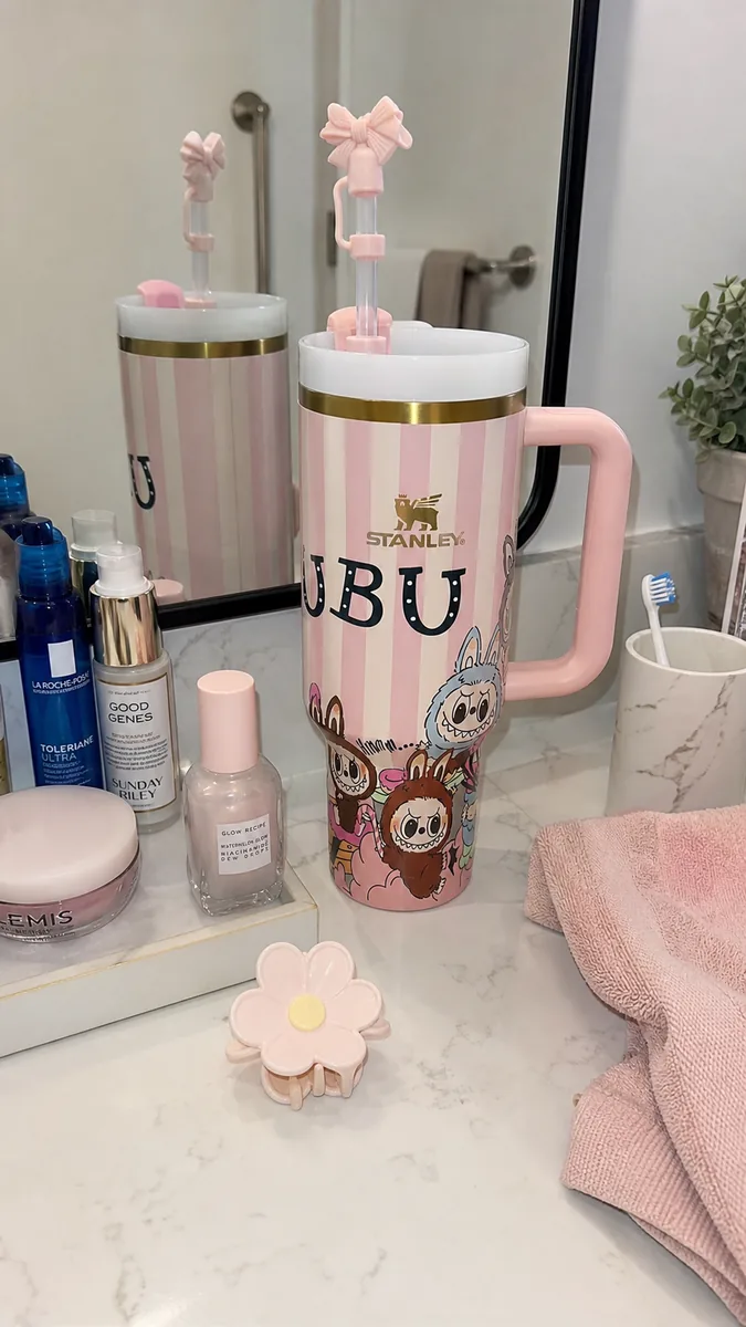 Pink Striped Character 40oz Tumbler Gift Set with Bow Topper customer photo